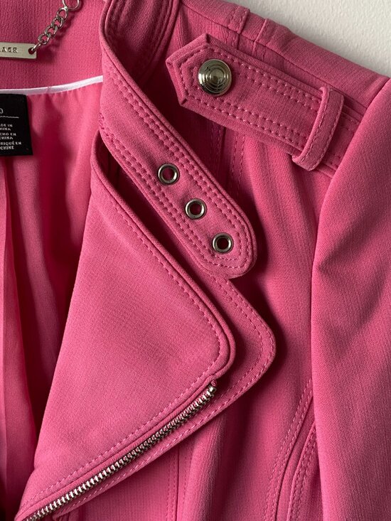 White House Black Market Pink Moto Jacket | Size 0 | Chic Fitted Blazer - Picture 5 of 12